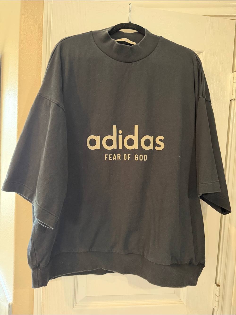 adidas Black Oversized 'Fear of God' Mock Neck Sweatshirt